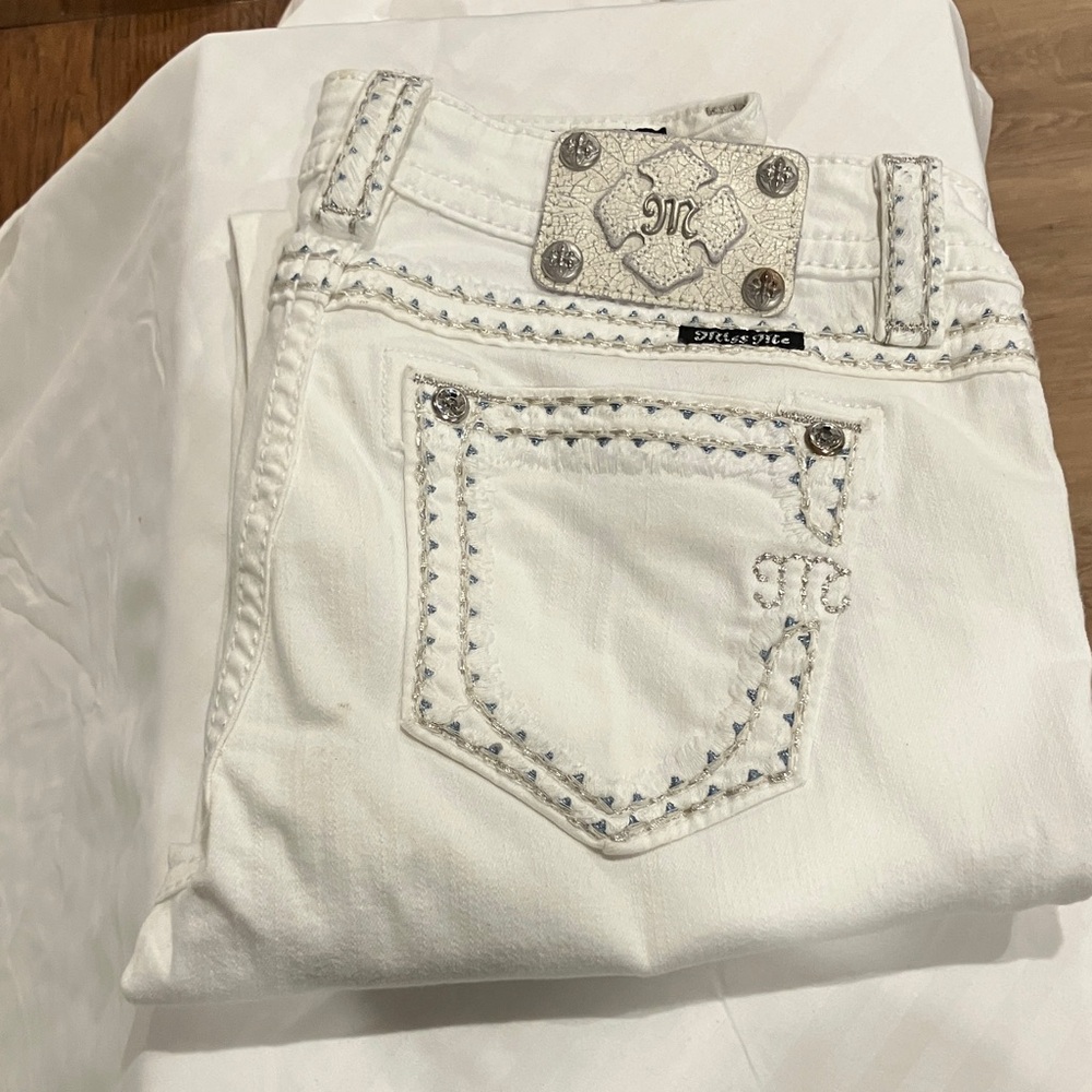 Miss Me White Jeans with Silver Accents